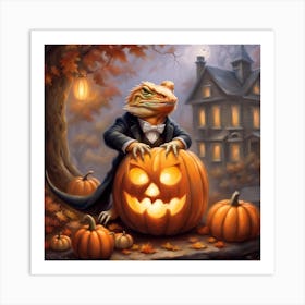 Pumpkins and Dragons Art Print