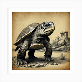 Turtle In The Sand Art Print