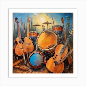 Guitars And Drums Art Print