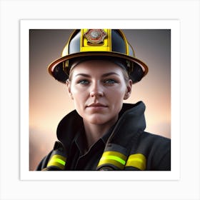 Portrait Of A Firefighter Art Print