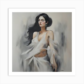 Woman In White Art Print