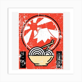 Japanese Ramen Noodle Lover Mt Fuji Anime Art Print