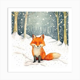 Fox In The Snow 6 Art Print