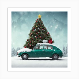 Christmas Car Art Print