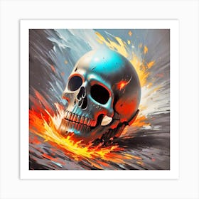 Skull On Fire Art Print