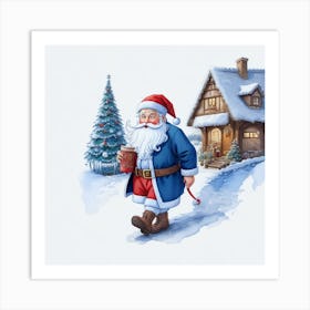 Santa Claus With A Cup Art Print