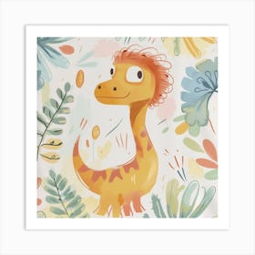 Cute Fuzzy Hair Dinosaur Art Print