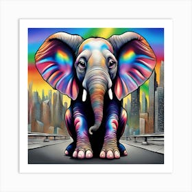 Rainbow Elephant 1 Art Print