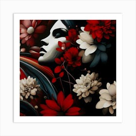 Woman With Flowers 2 Art Print