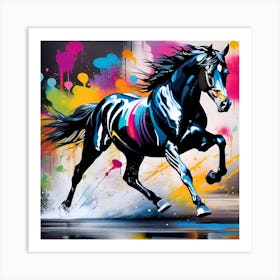 Horse Running In The Street Art Print