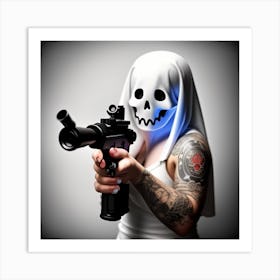 Skeleton Gun Art Print