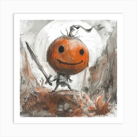 Pumpkin With A Sword Art Print