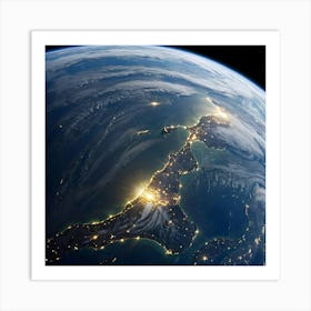 Earth At Night 10 Art Print