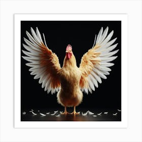 Hen With Wings Spread Art Print