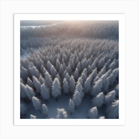 Winter Forest With Visible Horizon And Stars From Above Drone View Perfect Composition Beautiful (6) Art Print