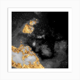 100 Nebulas in Space with Stars Abstract in Black and Gold n.103 Art Print