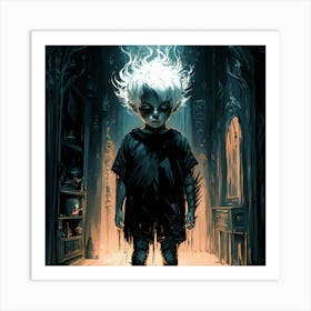 Boy In A Dark Room Art Print