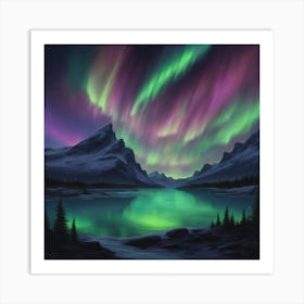 A Breathtaking View Of The Northern Lights Dancing Across A Starry Night Sky Art Print