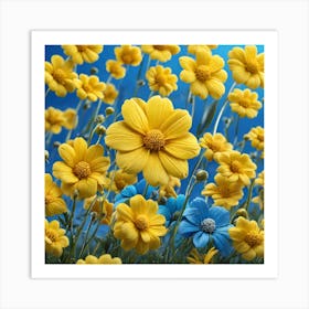 Yellow Cosmos Flowers 1 Art Print