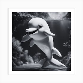 Black and White Dolphin Art Print