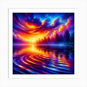 Sunset Over Water Art Print