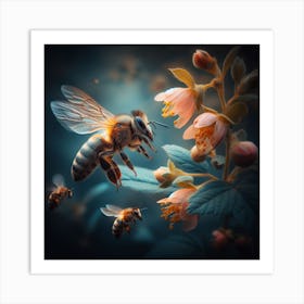 Bees Flying 1 Art Print