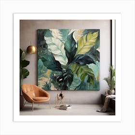 Abstraction with tropical leaf Art Print