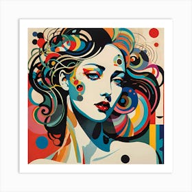 Girl With Colorful Hair Art Print