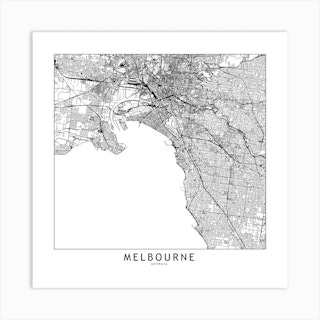 Melbourne Map Art Print I