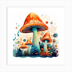 Mushrooms In The Garden 7 Art Print