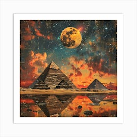 Egyptian Sunrise, retro collage Art Print
