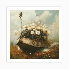 Boat Full Of Flowers Art Print