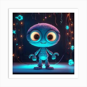 Blue Robot Art Print