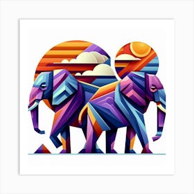 The Loving Lookouts Elephants Art Print