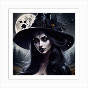 Witch full moon Art Print