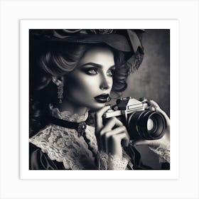 Victorian Woman With Camera Art Print