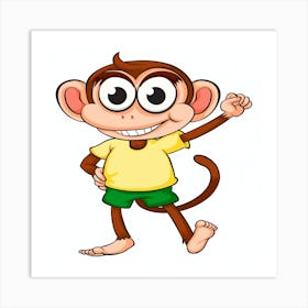 Cartoon Monkey,Free vector a monkey Art Print