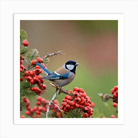 Tit on branch 58 Art Print