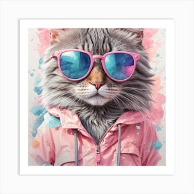 Cat In Sunglasses Art Print