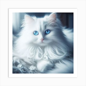 White Cat With Blue Eyes 1 Art Print