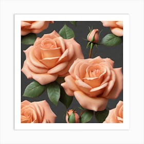 Peach Roses 6 Art Print