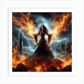 Witch On Fire Art Print