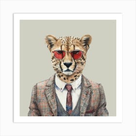 Watercolour Funky Cheetah Art Print