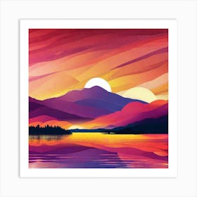 Sunset In The Mountains 111 Art Print