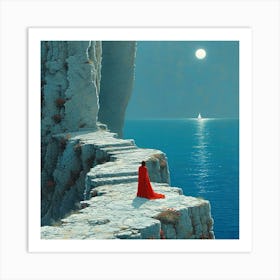 Woman On A Cliff Art Print