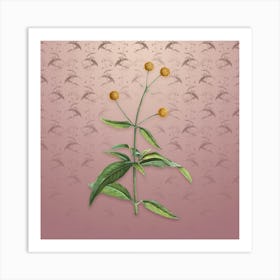 Vintage Orange Ball Tree Botanical on Dusty Pink Pattern n.0736 Art Print