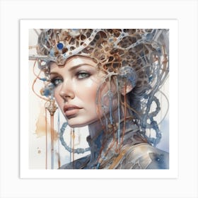 Woman With A Machine Head Art Print