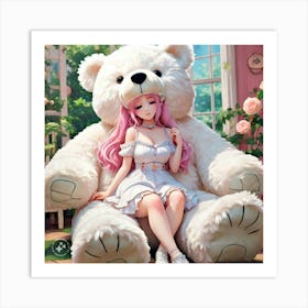 Kawaii Teddy Bear Art Print