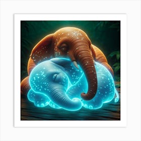 Glowing Elephants Art Print