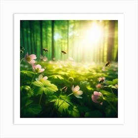 Bees In The Forest Art Print